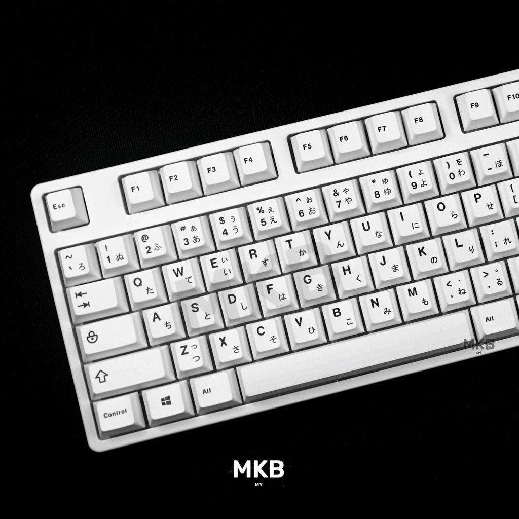 Black On White V2 PBT Keycap Set on a Keyboard