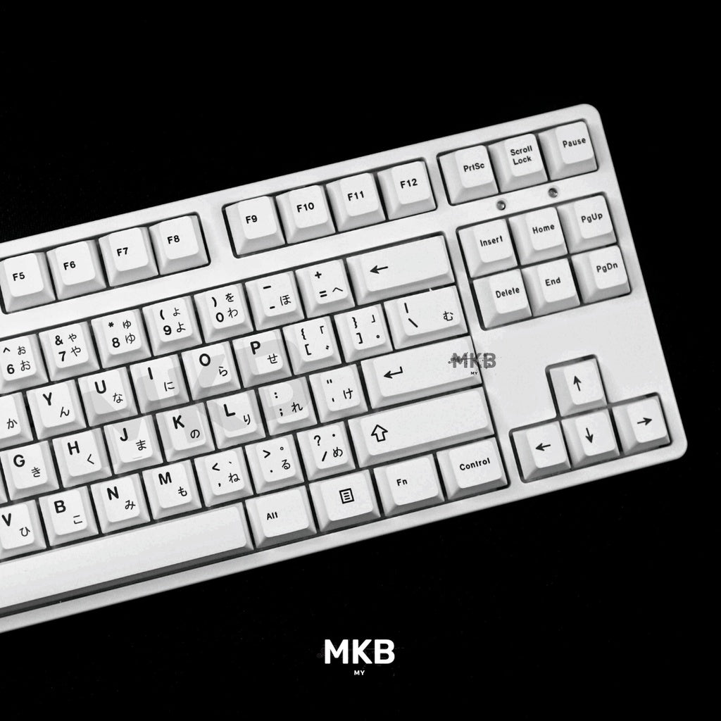 Black On White V2 PBT Keycap Set on a Keyboard