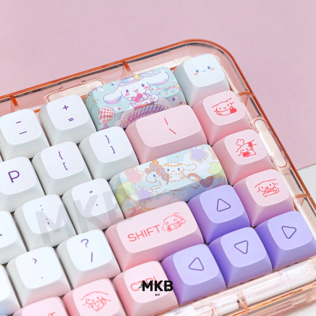 Cinnamoroll PBT Keycap Set on a keyboard