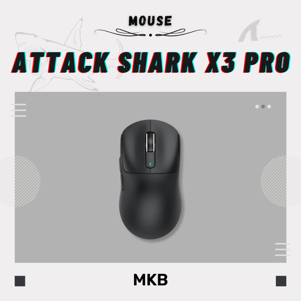 Attack Shark X3 Pro Black gaming mouse with an ergonomic design, ultra-lightweight build, and high-performance sensor for precision and speed.