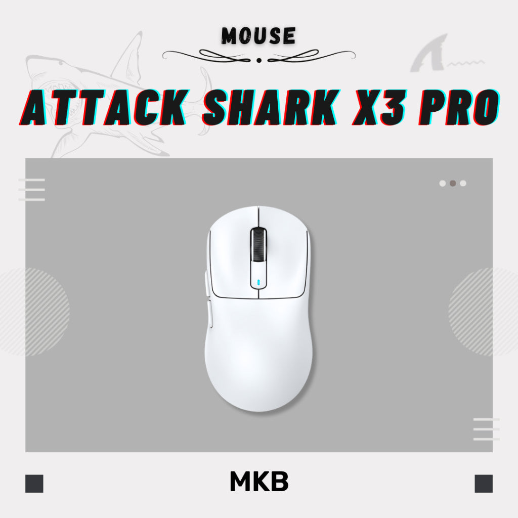 Attack Shark X3 Pro White gaming mouse featuring an ultra-lightweight design, high-precision sensor, and ergonomic shape for competitive gaming.