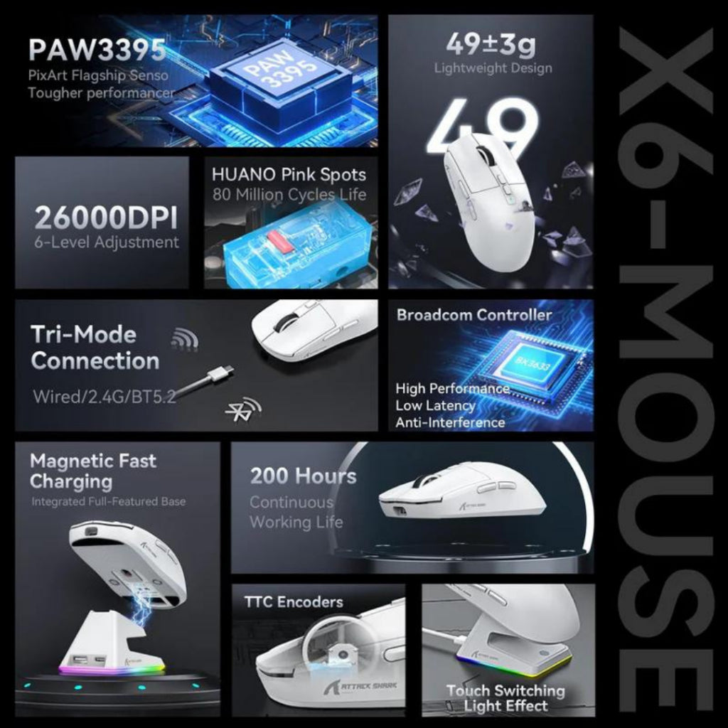 Attack Shark X6 2.4GHz USB receiver for high-speed wireless connectivity.