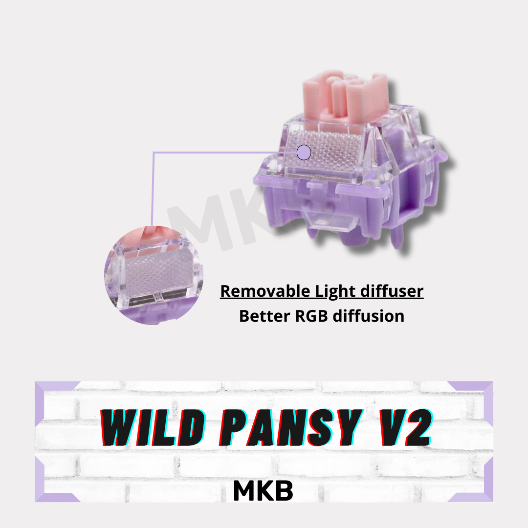 Equipped with a detachable LED diffuser, the Everglide Wild Pansy V2 switch ensures vibrant and even RGB lighting for a premium keyboard setup.