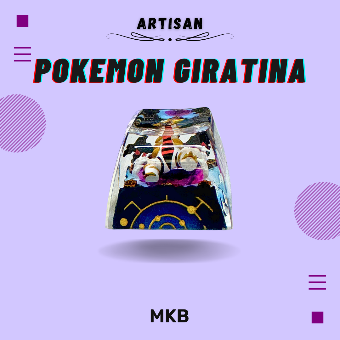 Handmade Giratina artisan keycap with detailed resin craftsmanship, perfect for Pokémon fans and mechanical keyboard collectors.