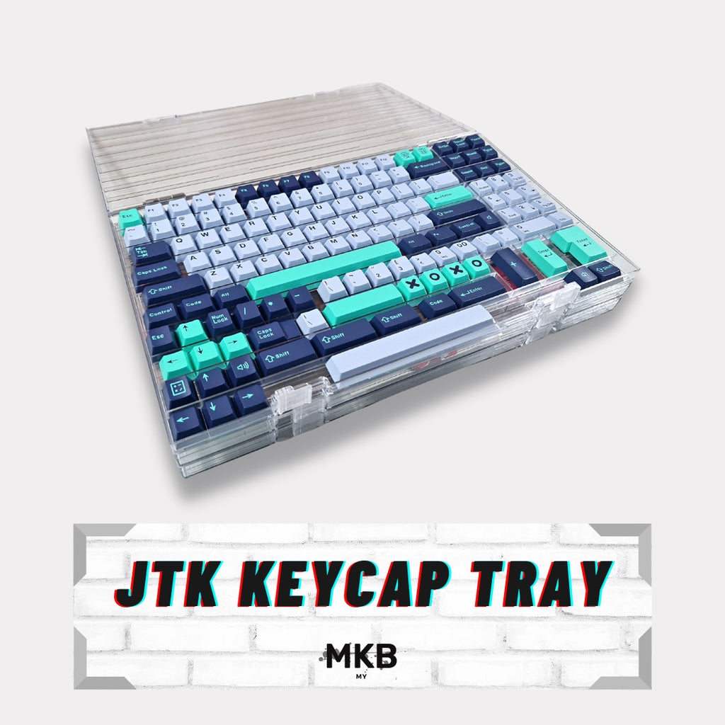 JTK Keycap Tray compatible with Cherry, XDA, and OEM profile keycaps, providing secure storage for up to 193 or 115 1u keycaps.