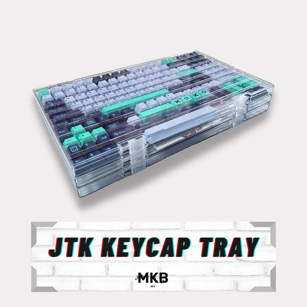 JTK Keycap Tray available in mid-size (34.2cm x 20cm) and small size (28cm x 16cm) to suit different storage needs.
