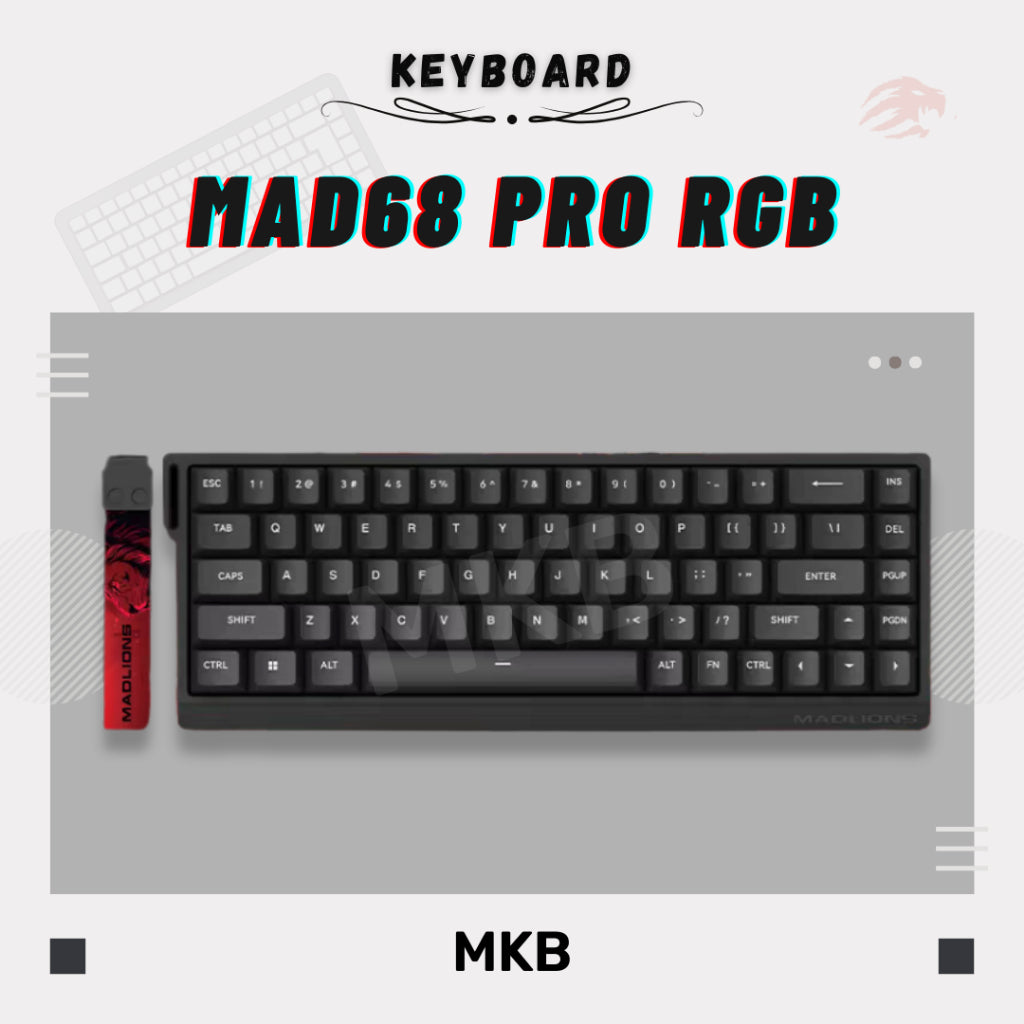 Rear view of the MADLIONS MAD60/MAD68 HE keyboard, displaying its backplate and connection ports.