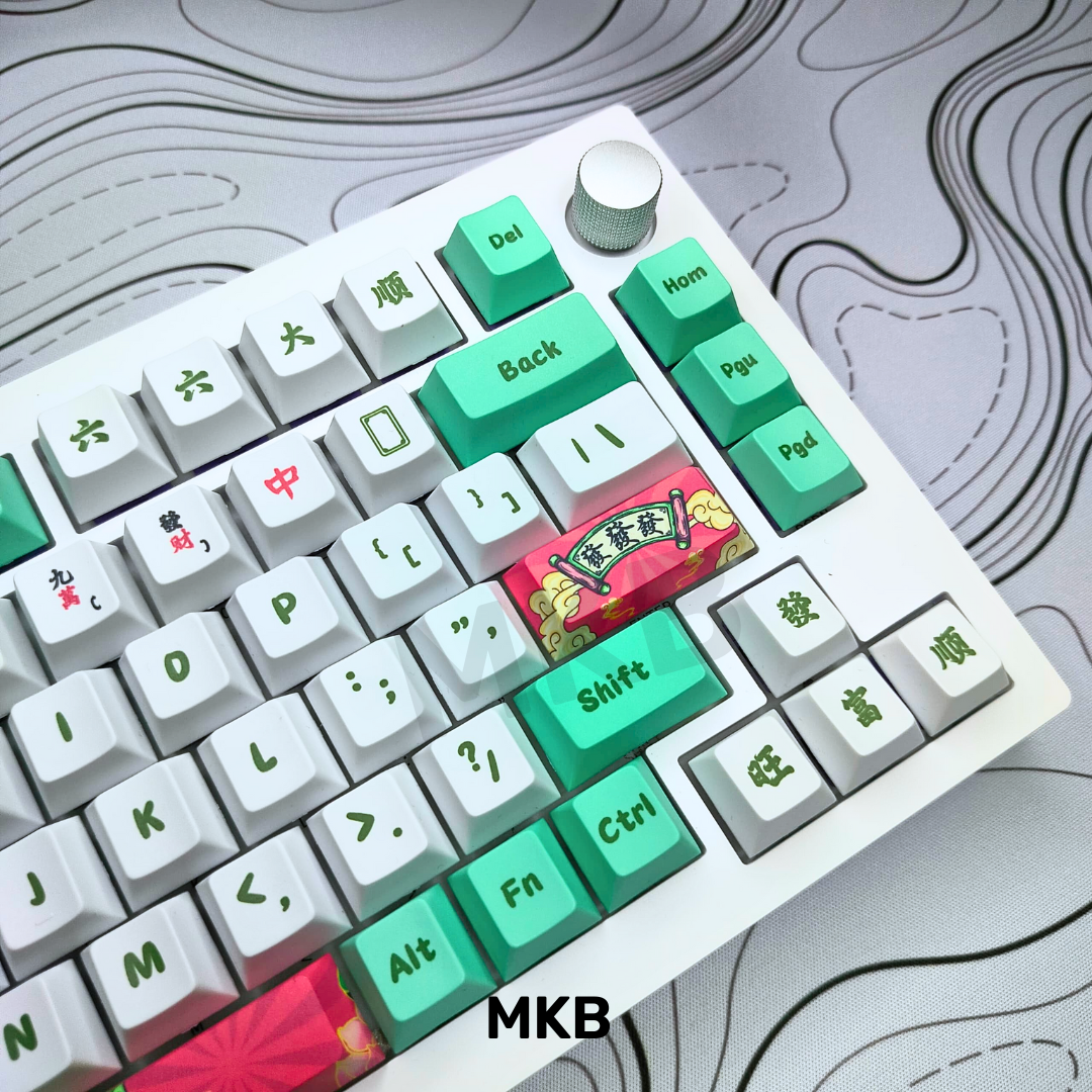 Close-up view of Mahjong Artisan Keycap, showcasing the precise engraving and traditional Mahjong tile design.