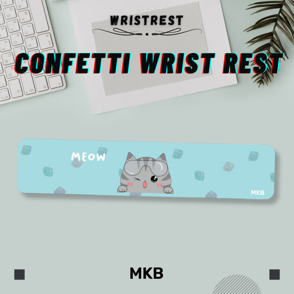 Silk fabric surface of the MKB Confetti wrist rest, providing a soft and smooth touch for ultimate comfort.