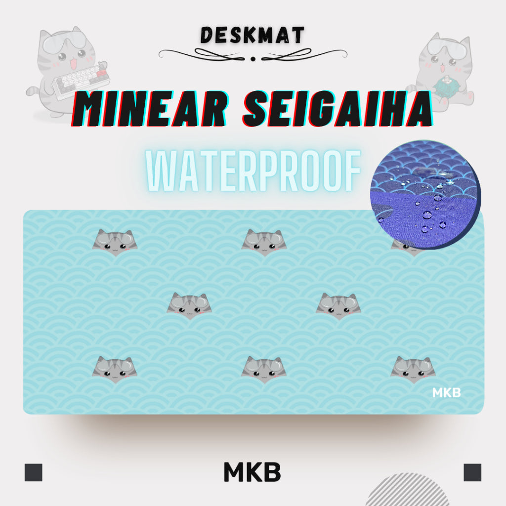 Designed for durability, the MKB Minear Seigaiha deskmat features stitched edges to prevent fraying and ensure long-lasting quality.