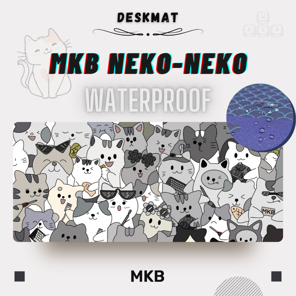 MKB Neko Neko deskmat featuring an anti-slip rubber base, ensuring stability on desks and preventing unwanted movement during use.