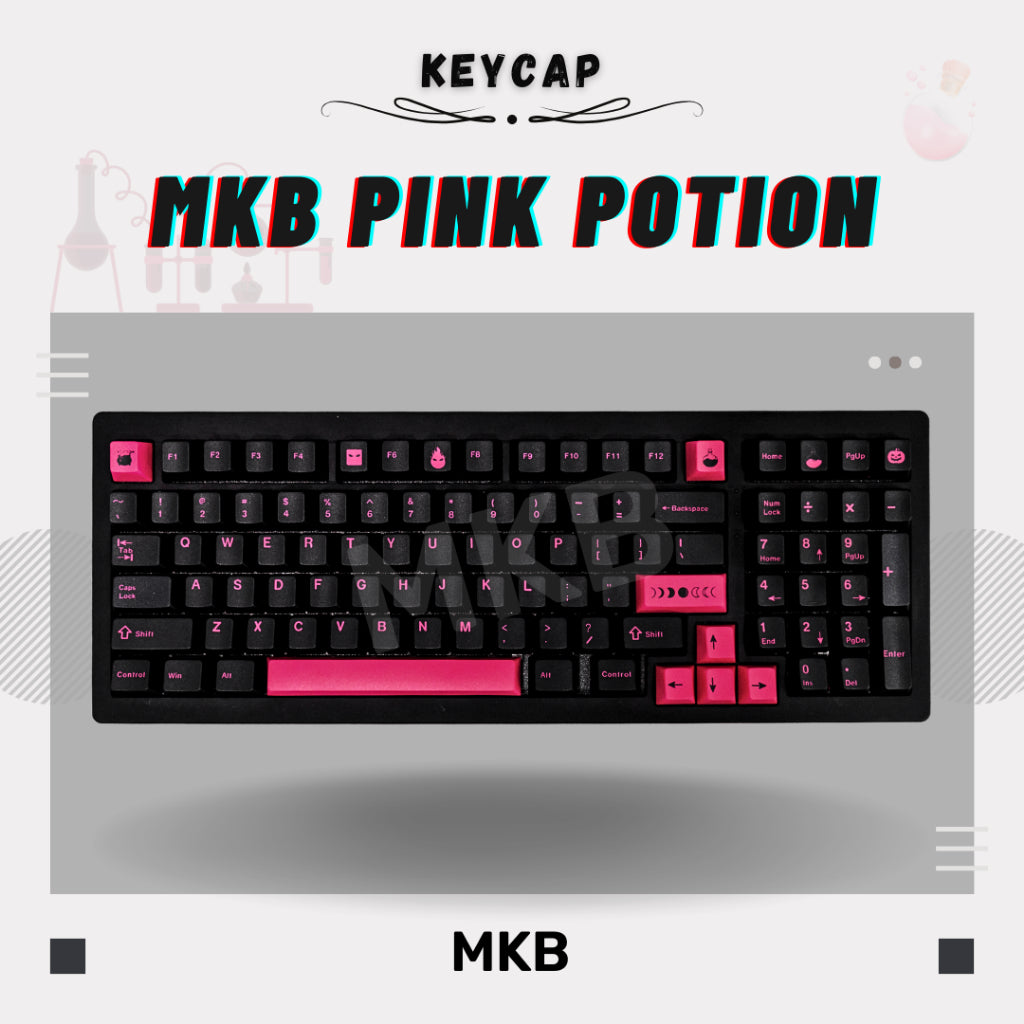 MKB Pink Potion keycaps on a 96% black keyboard