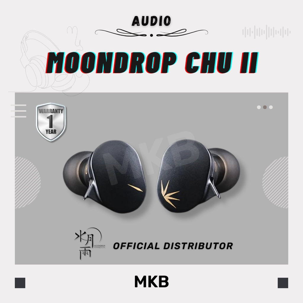 Complete Moondrop CHU II package with ear tips, carrying pouch, and warranty card.
