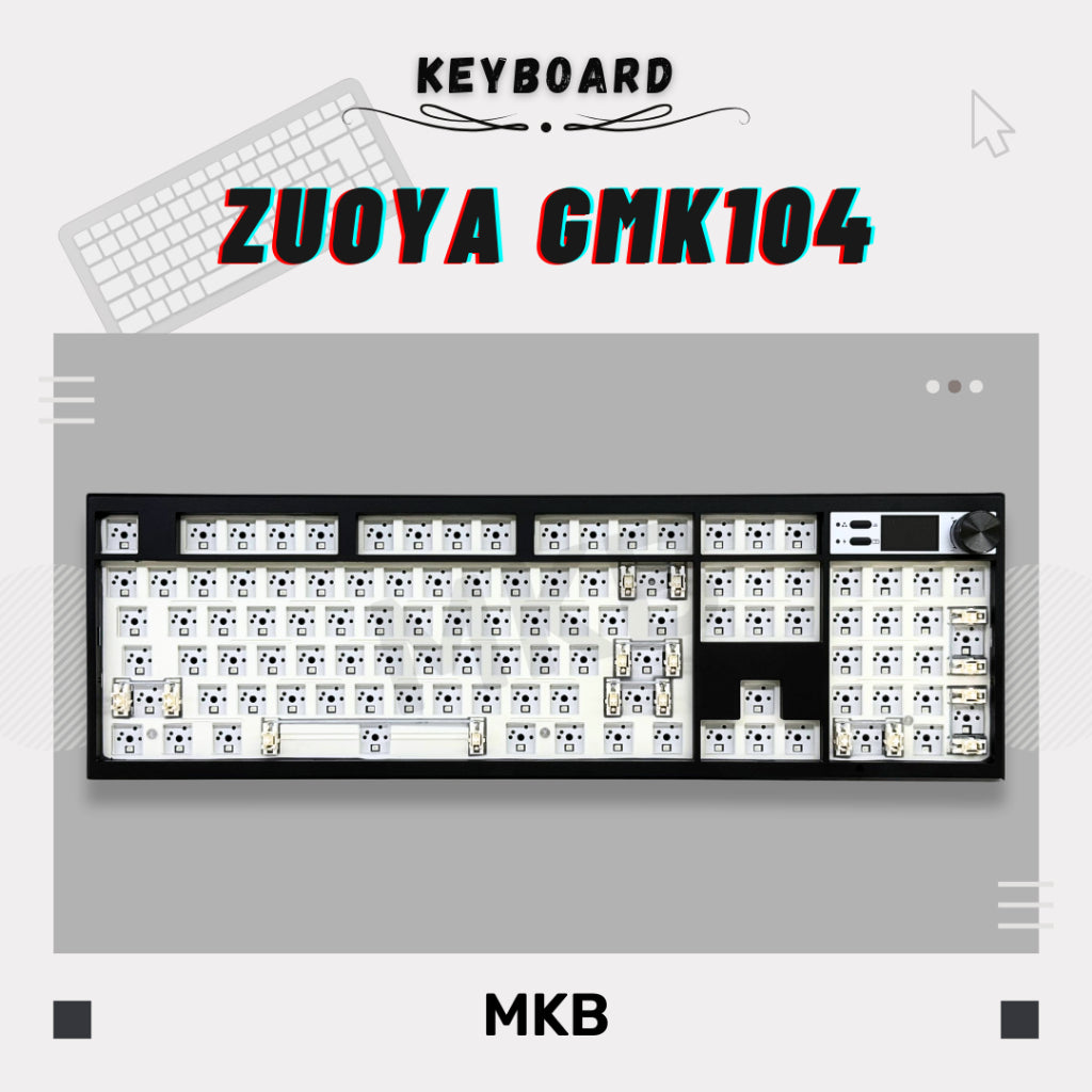 Included accessories with the Zuoya GMK104: USB 3.0 to Type-C cable and 2-in-1 switch-keycap puller.