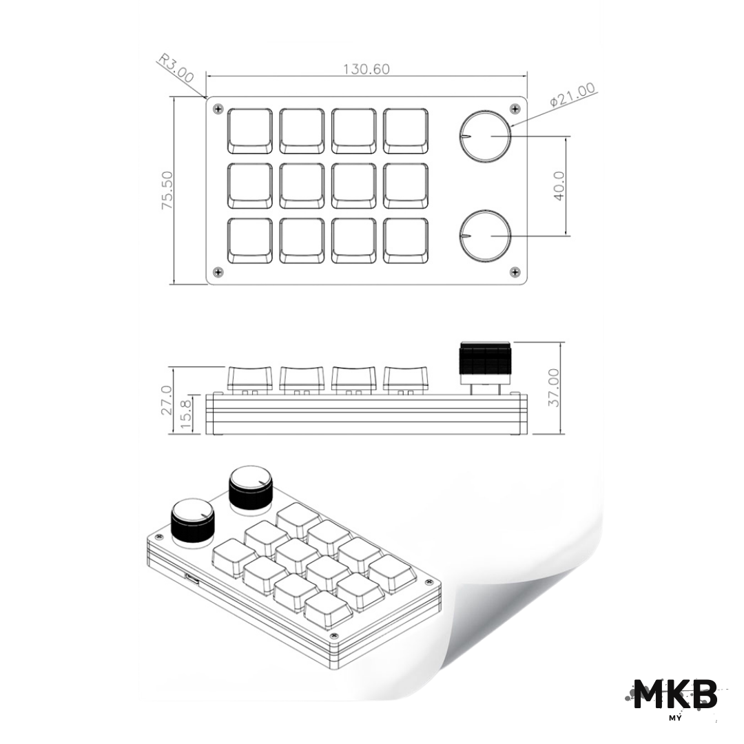 Dimension of Macropad AX12