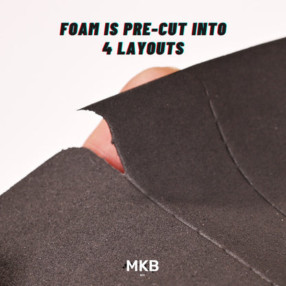Foam is pre-cut into 4 layouts