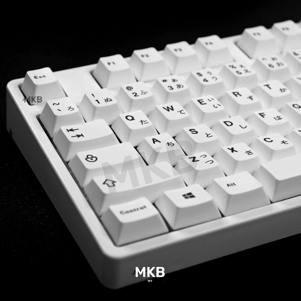 Black On White V2 PBT Keycap Set on a Keyboard