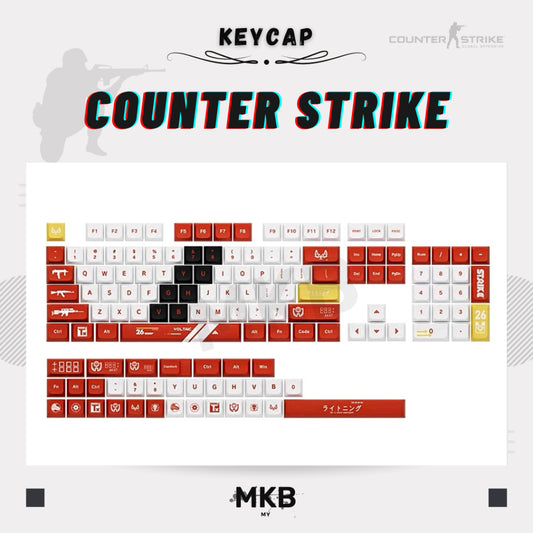 Red and white keycap in counter strike theme