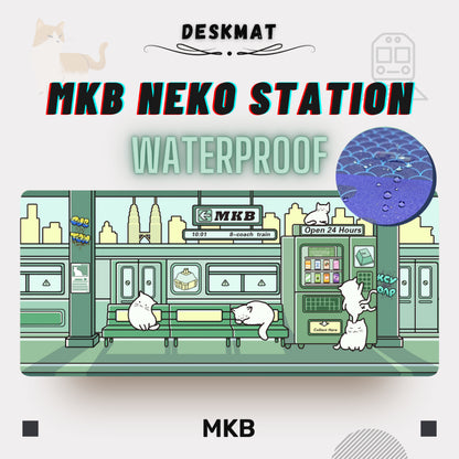 Green Cat Deskmat on a subway. The MKB Neko Station.
