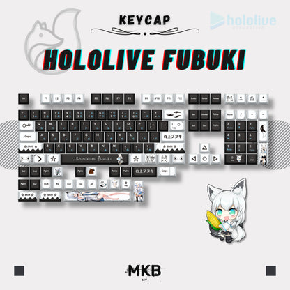 Hololive Shirakami Fubuki Vtuber Anime Keycap Set for Mechanical Keyboard