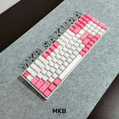 Full Build Custom Keyboard with MKB Sakura Keycaps. Sakura with Japanese Hiragana Characters and Legends