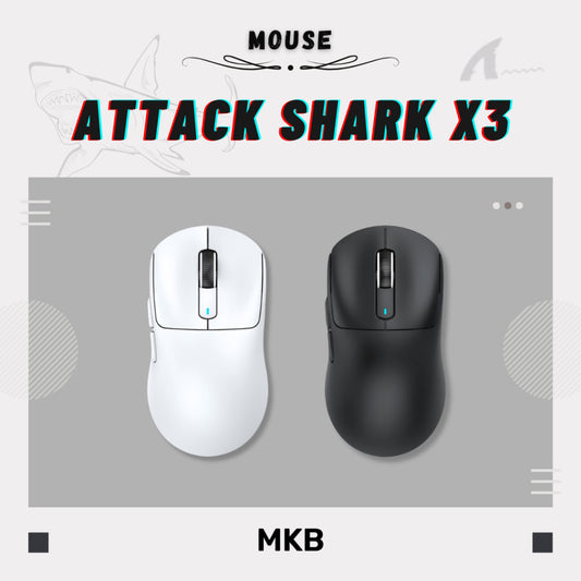 Attack Shark X3 wireless gaming mouse, featuring an ultra-lightweight design with ergonomic shape and high-performance PAW3395 sensor.