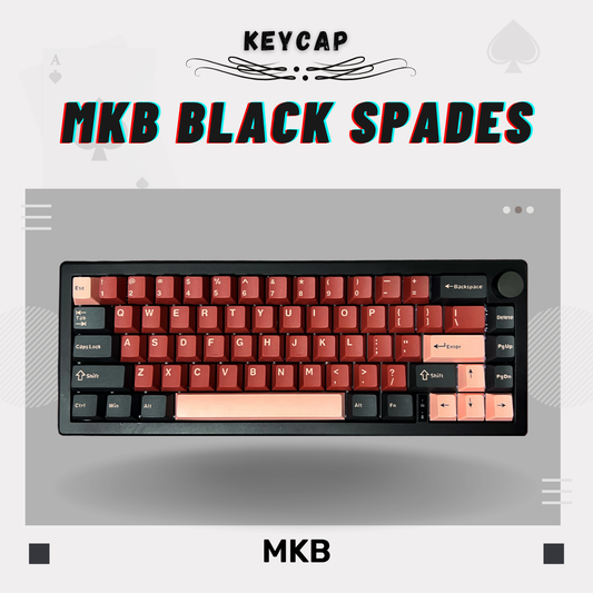Black Spades Keycap Set – 146-key Cherry Profile PBT double-shot keycaps with a sleek black and white aesthetic.