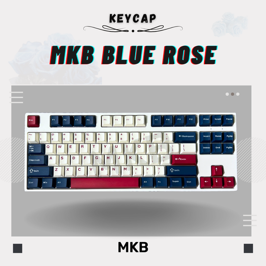 Overview of MKB Blue Rose keycap set that is in Cherry profile, on a 87 keys keyboard