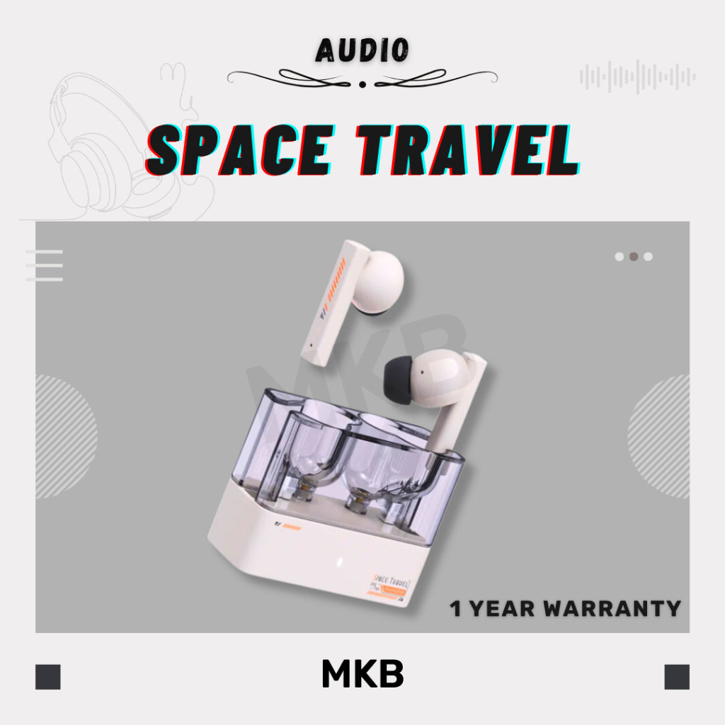 Moondrop Space Travel TWS capturing the essence of space travel with a futuristic aesthetic.