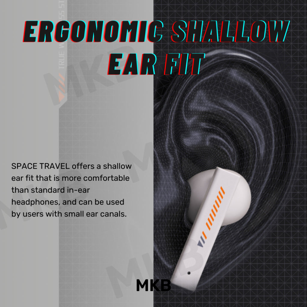 Ergonomic design of Moondrop Space Travel TWS ensuring a secure and comfortable fit.