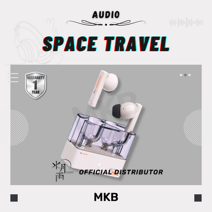 Moondrop Space Travel TWS in white color with a 1-year warranty, offering premium sound quality and ANC support.