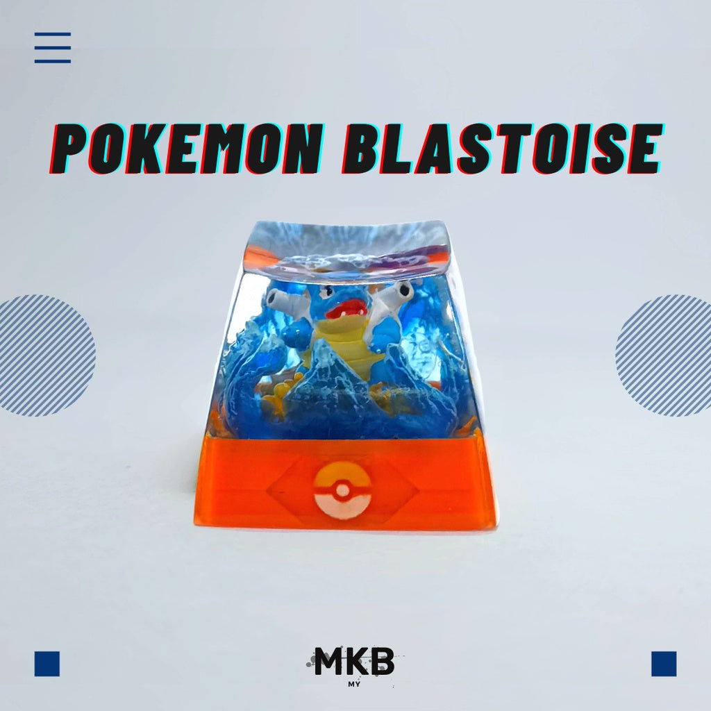 Front view of Pokemon Blastoise artisan keycap