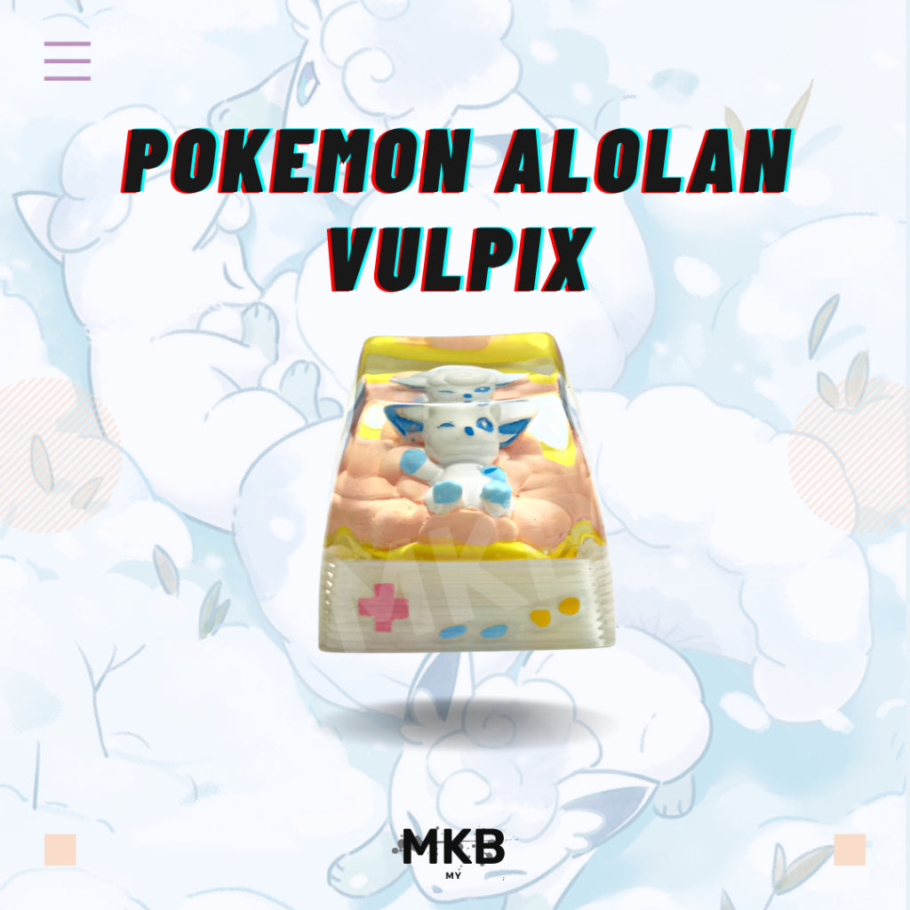 Front view of Pokemon Alolan Vulpix artisan keycap