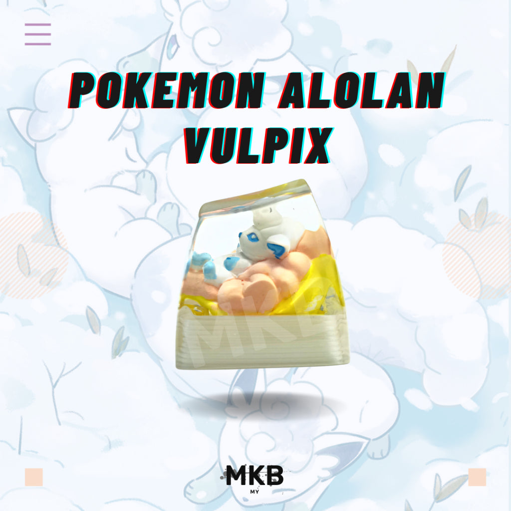 Side view of Pokemon Alolan Vulpix artisan keycap