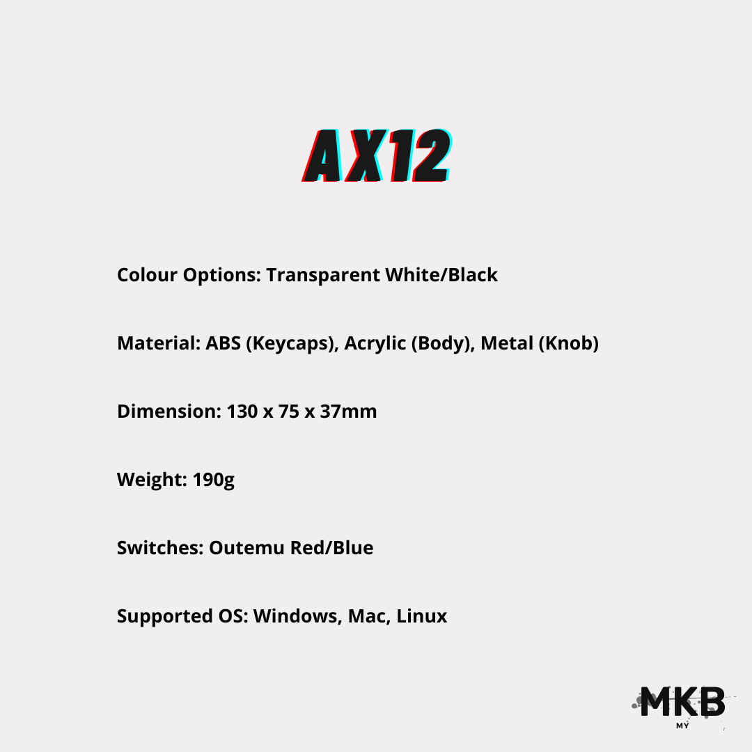 Specifications of AX12